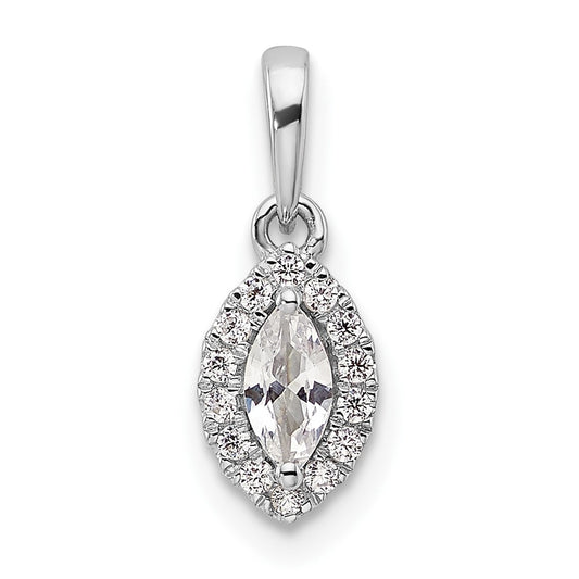 14k White Gold 1/10 Ct. Lab Grown Diamond VS/SI+ G+ and White Sapphire April Birthstone Pendant