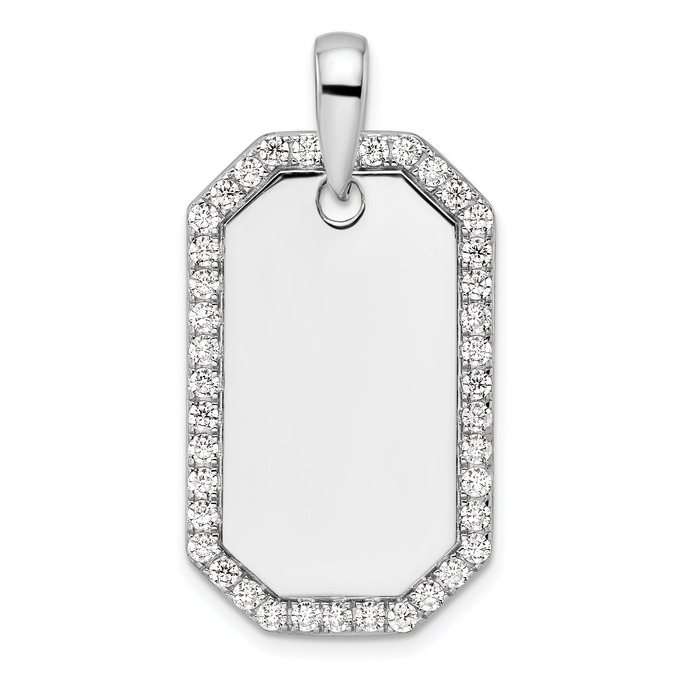 14K White Gold True Origin Men'S 1 Carat Lab Grown Diamond Vs D E F Dog Tag Pendant
