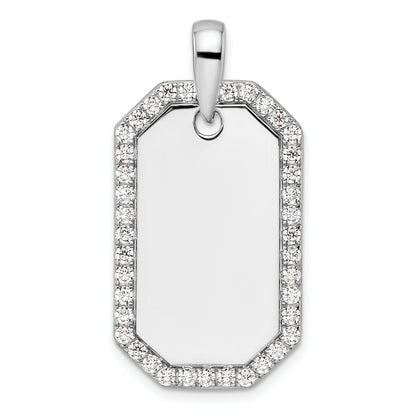 14K White Gold True Origin Men'S 1 Carat Lab Grown Diamond Vs D E F Dog Tag Pendant