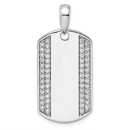 14K White Gold True Origin Men'S 3/4 Carat Lab Grown Diamond Vs D E F Dog Tag Pendant