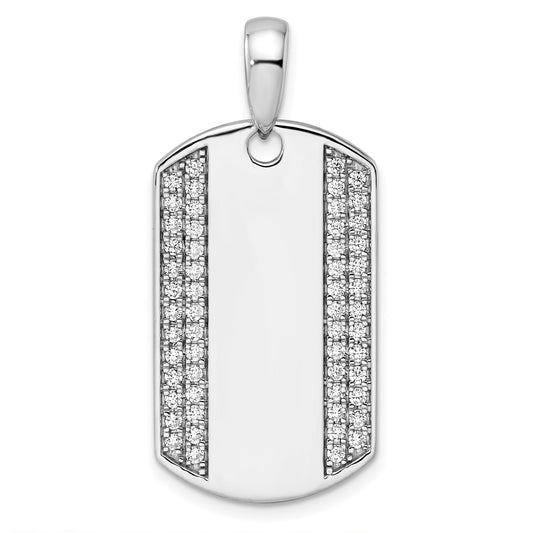 14K White Gold True Origin Men'S 3/4 Carat Lab Grown Diamond Vs D E F Dog Tag Pendant