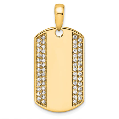 14K Yellow Gold True Origin Men'S 3/4 Carat Lab Grown Diamond Vs D E F Dog Tag Pendant