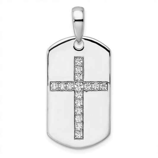 14K White Gold True Origin Men'S 1/2 Carat Lab Grown Diamond Vs D E F Cross Dog Tag Pendant