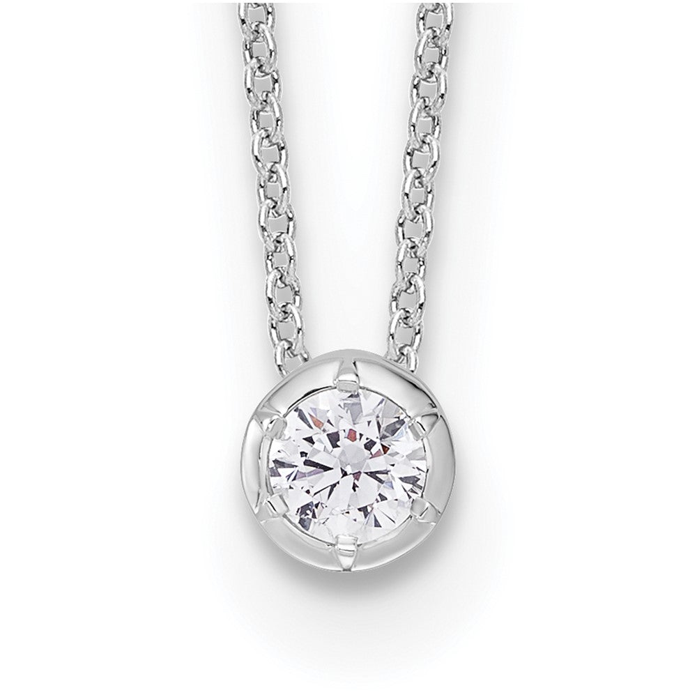 14K White Gold True Origin 1/4 Carat Lab Grown Diamond Vs Def 18 Inch Solitaire Slide Necklace