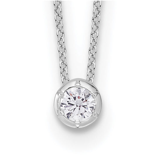 14K White Gold True Origin 1/4 Carat Lab Grown Diamond Vs Def 18 Inch Solitaire Slide Necklace