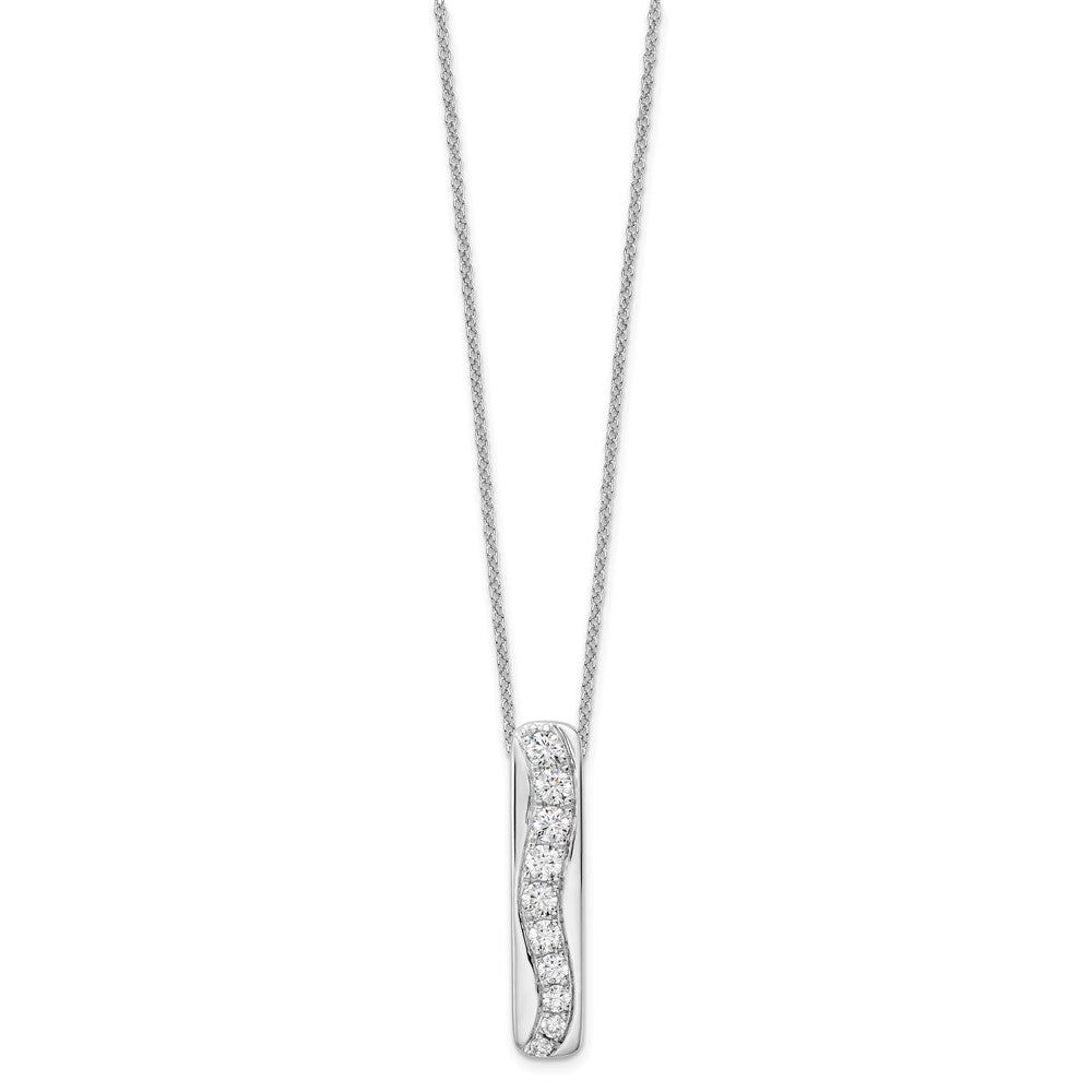 14K White Gold True Origin 3/4 Carat Lab Grown Diamond Vs Def 18 Inch Vertical Bar Slide Necklace