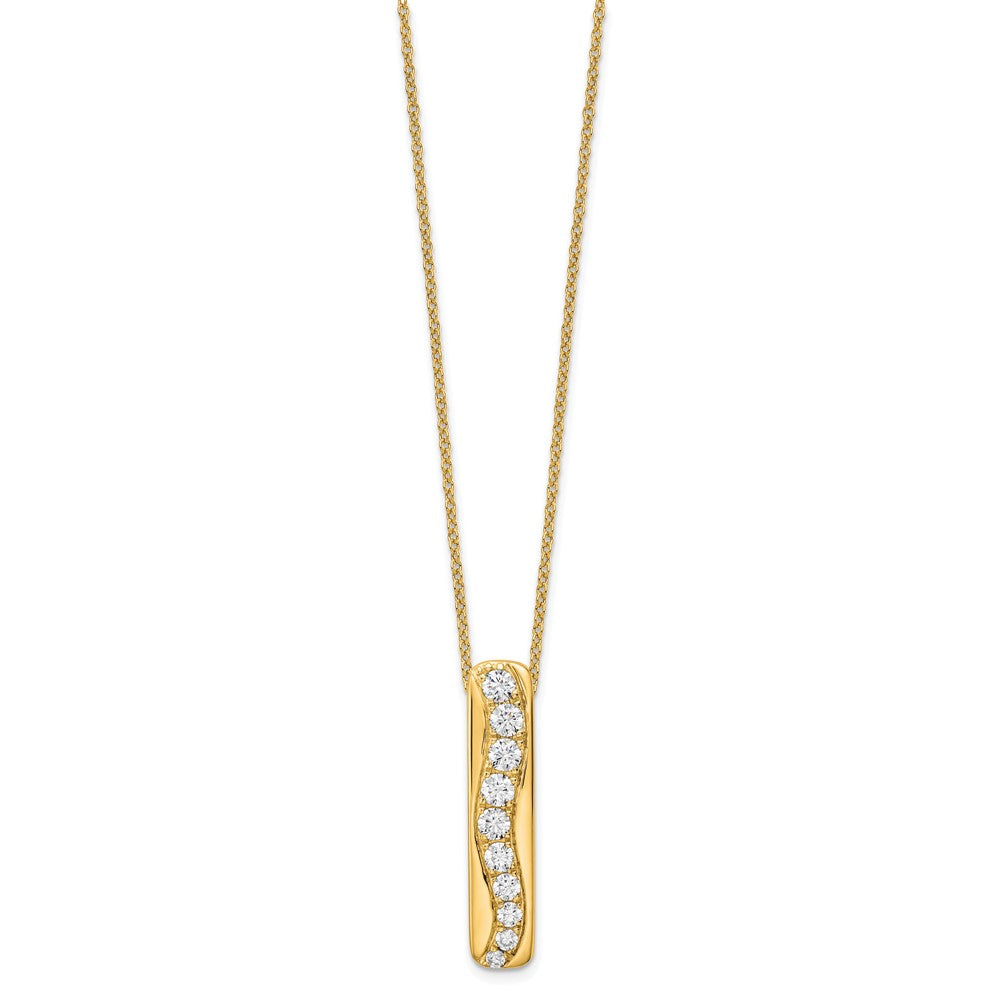 14K Yellow Gold True Origin 3/4 Carat Lab Grown Diamond Vs Def 18 Inch Vertical Bar Slide Necklace
