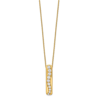 14K Yellow Gold True Origin 3/4 Carat Lab Grown Diamond Vs Def 18 Inch Vertical Bar Slide Necklace