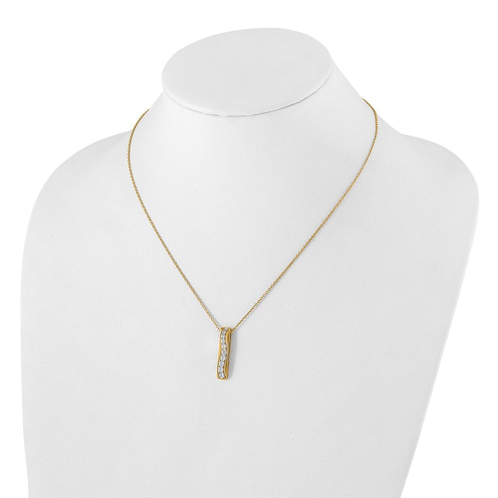 14K Yellow Gold True Origin 3/4 Carat Lab Grown Diamond Vs Def 18 Inch Vertical Bar Slide Necklace