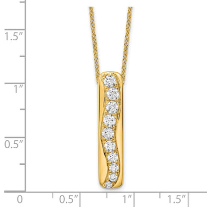 14K Yellow Gold True Origin 3/4 Carat Lab Grown Diamond Vs Def 18 Inch Vertical Bar Slide Necklace