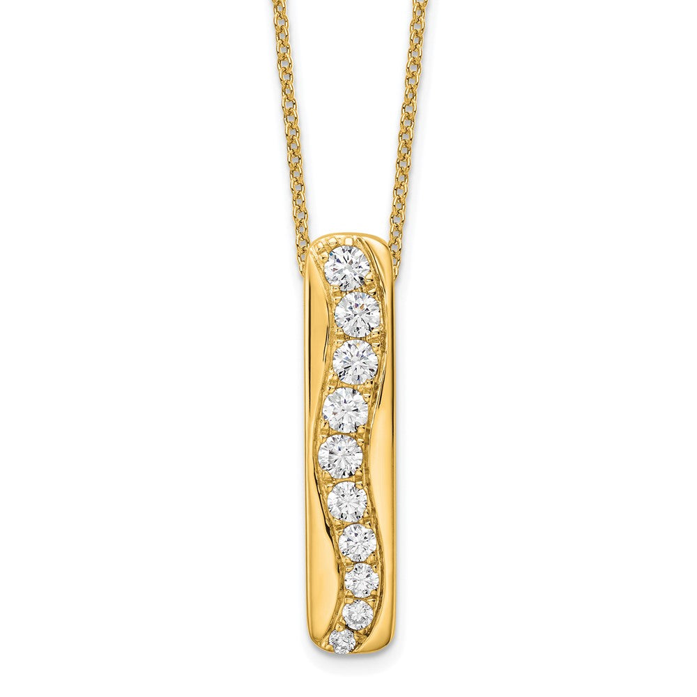 14K Yellow Gold True Origin 3/4 Carat Lab Grown Diamond Vs Def 18 Inch Vertical Bar Slide Necklace