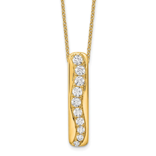 14K Yellow Gold True Origin 3/4 Carat Lab Grown Diamond Vs Def 18 Inch Vertical Bar Slide Necklace
