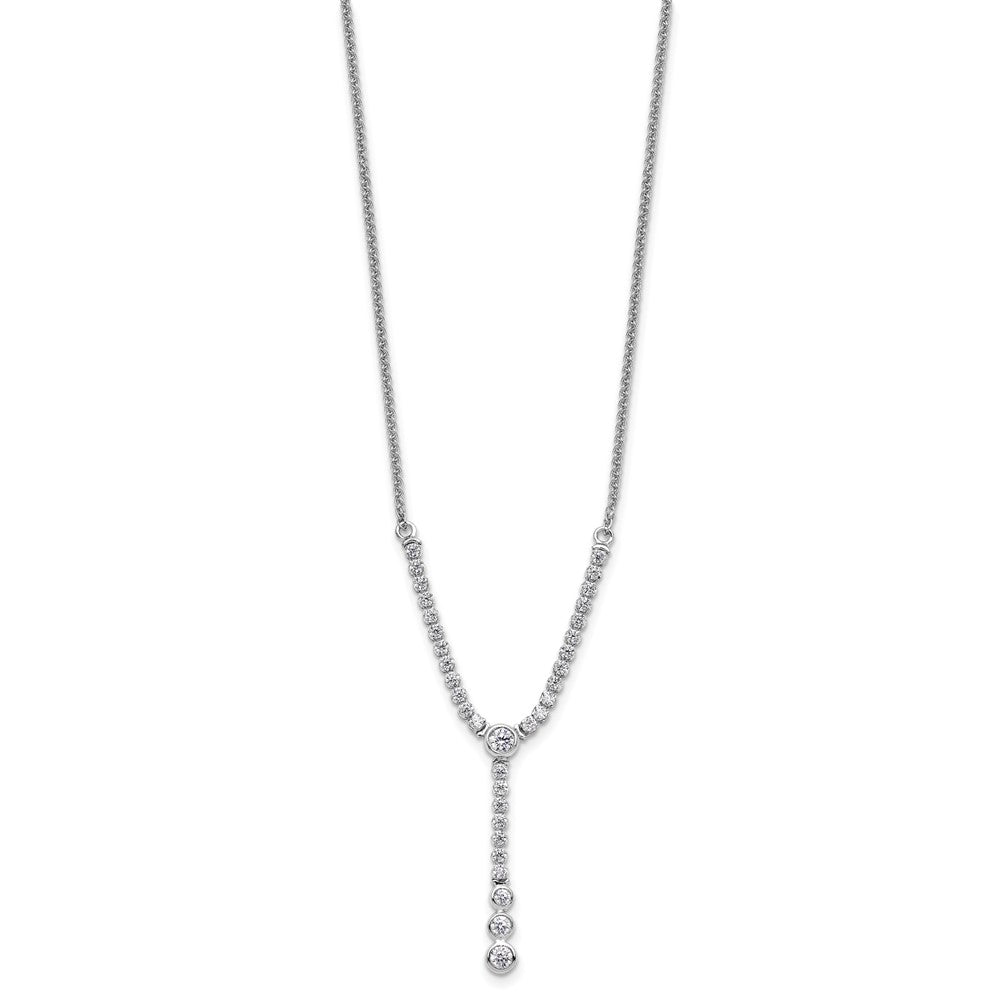14k White Gold 1 Ct. Lab Grown Diamond VS/SI+ G+ Adjustable up to 24 inch Tennis Style Bolo Necklace