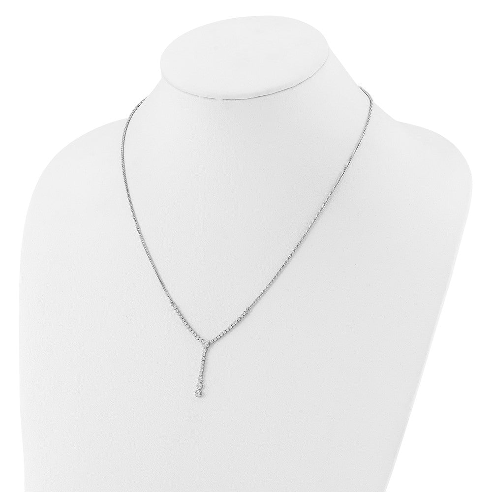 14k White Gold 1 Ct. Lab Grown Diamond VS/SI+ G+ Adjustable up to 24 inch Tennis Style Bolo Necklace