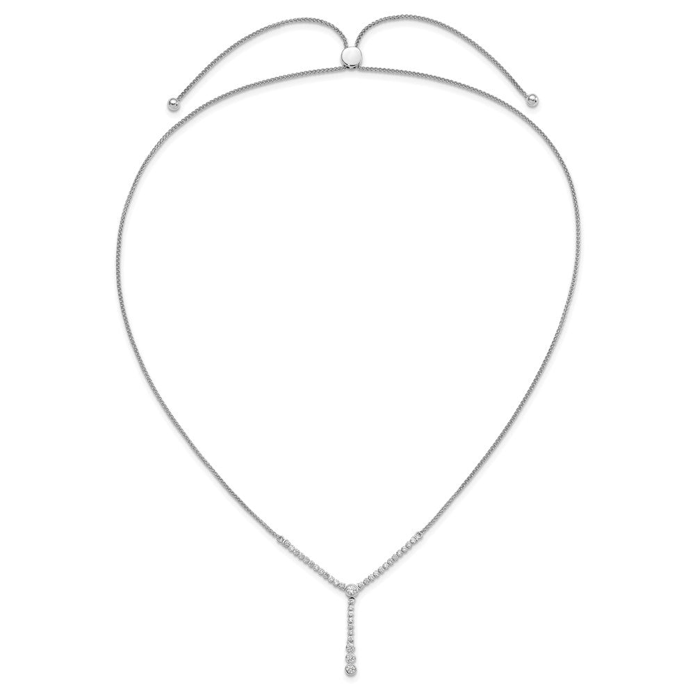 14k White Gold 1 Ct. Lab Grown Diamond VS/SI+ G+ Adjustable up to 24 inch Tennis Style Bolo Necklace