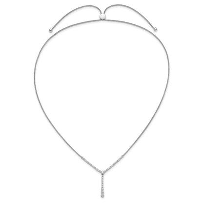 14k White Gold 1 Ct. Lab Grown Diamond VS/SI+ G+ Adjustable up to 24 inch Tennis Style Bolo Necklace