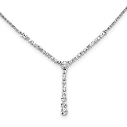14k White Gold 1 Ct. Lab Grown Diamond VS/SI+ G+ Adjustable up to 24 inch Tennis Style Bolo Necklace