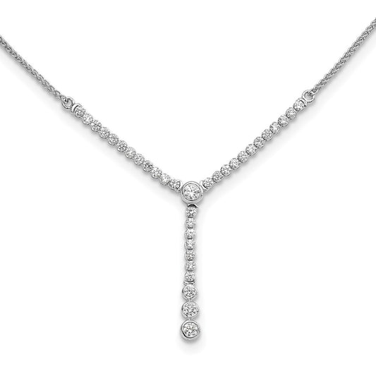 14k White Gold 1 Ct. Lab Grown Diamond VS/SI+ G+ Adjustable up to 24 inch Tennis Style Bolo Necklace