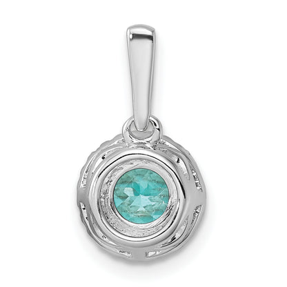Pure Serenity 14k White Gold 1/10 Ct. Lab Grown Diamond VS/SI+ G+ and Lab Created Paraiba Halo Pendant