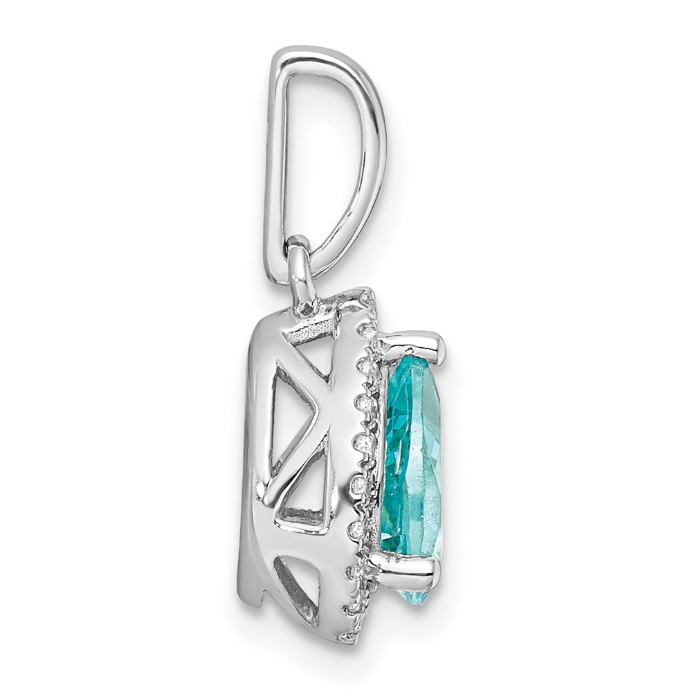 Pure Serenity 14k White Gold 1/8 Ct. Lab Grown Diamond VS/SI+ G+ and Lab Created Paraiba Pear Pendant