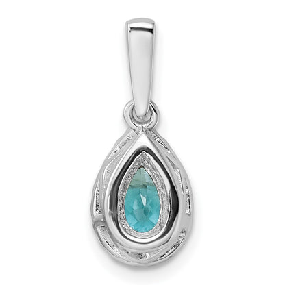 Pure Serenity 14k White Gold 1/8 Ct. Lab Grown Diamond VS/SI+ G+ and Lab Created Paraiba Pear Pendant