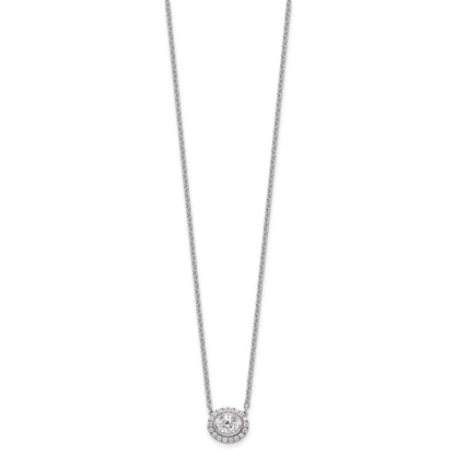 14k White Gold 5/8 Ct. Lab Grown Diamond VS/SI+ G+ Oval 18 inch Necklace