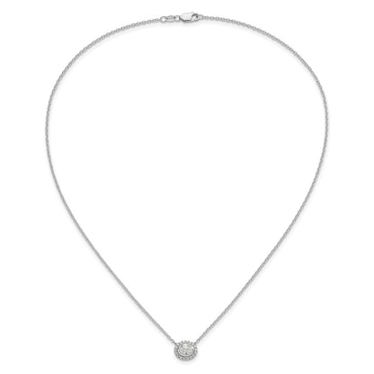 14k White Gold 5/8 Ct. Lab Grown Diamond VS/SI+ G+ Oval 18 inch Necklace
