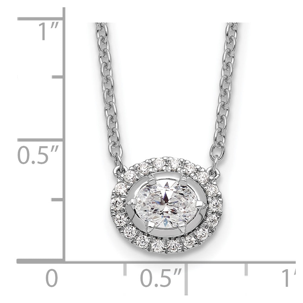 14k White Gold 5/8 Ct. Lab Grown Diamond VS/SI+ G+ Oval 18 inch Necklace
