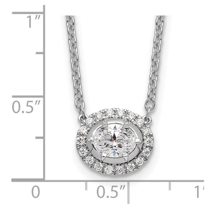 14k White Gold 5/8 Ct. Lab Grown Diamond VS/SI+ G+ Oval 18 inch Necklace
