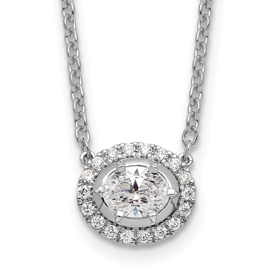 14k White Gold 5/8 Ct. Lab Grown Diamond VS/SI+ G+ Oval 18 inch Necklace