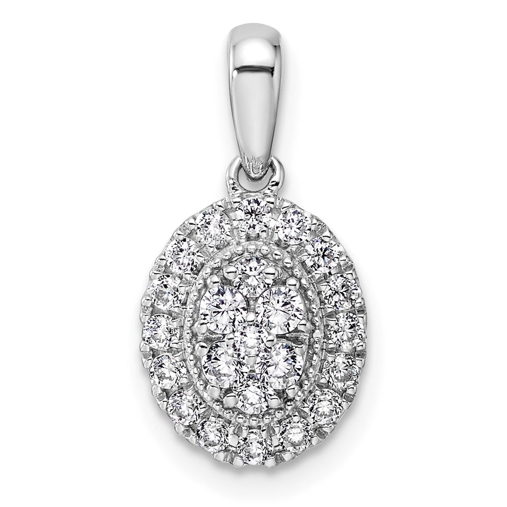 14k White Gold 3/8 Ct. Lab Grown Diamond VS/SI Oval Halo Pendant
