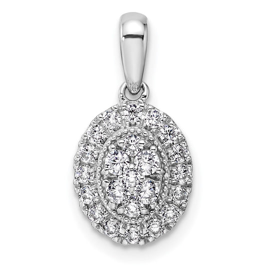 14k White Gold 3/8 Ct. Lab Grown Diamond VS/SI Oval Halo Pendant
