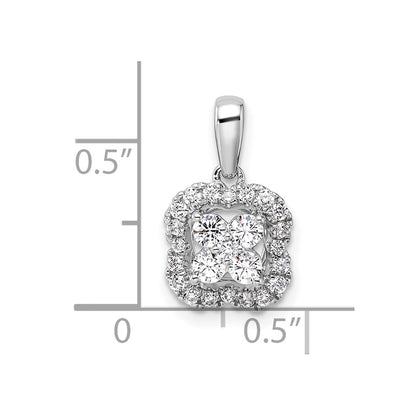 14k White Gold 3/8 Ct. Lab Grown Diamond VS/SI+ G+ Square Halo Pendant