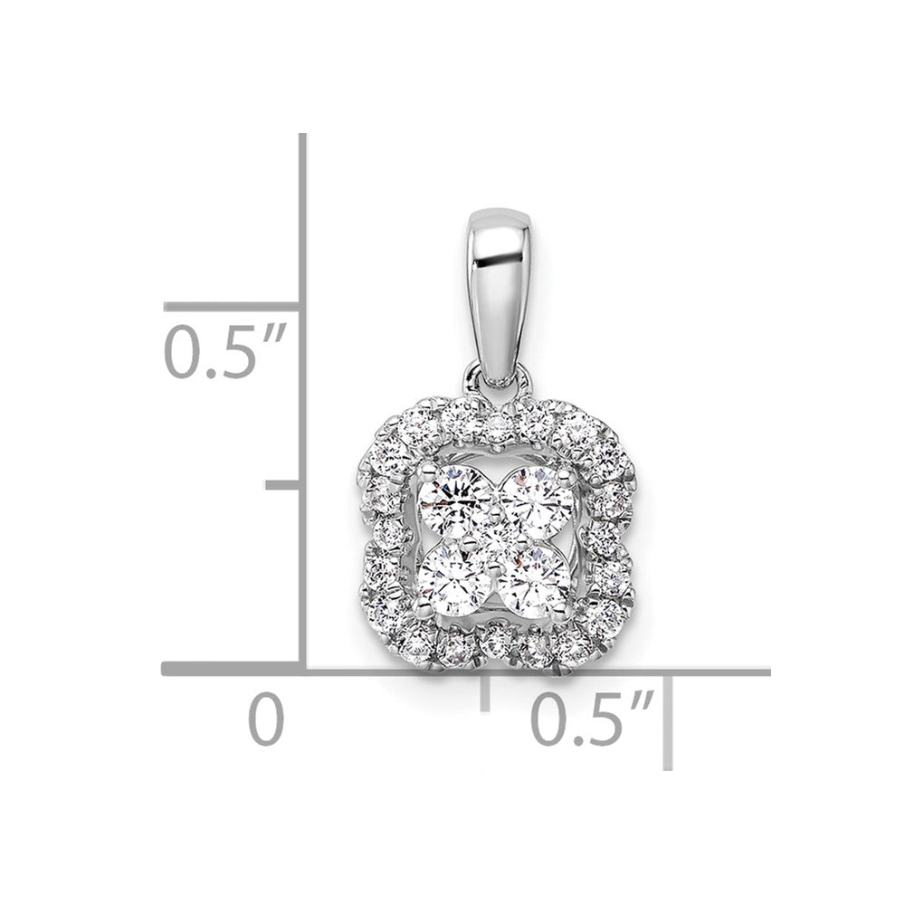 14k White Gold 3/8 Ct. Lab Grown Diamond VS/SI+ G+ Square Halo Pendant