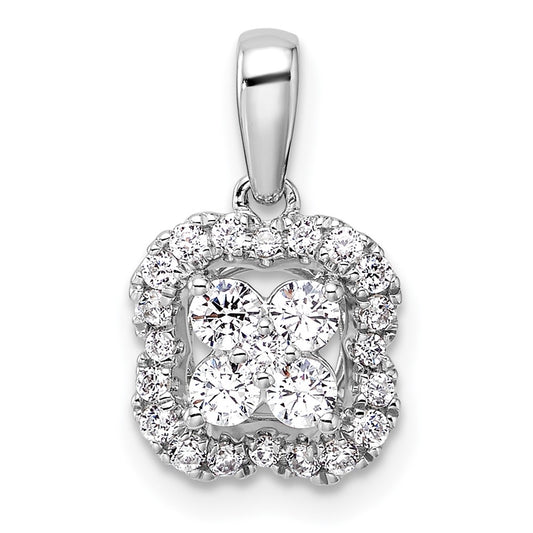 14k White Gold 3/8 Ct. Lab Grown Diamond VS/SI+ G+ Square Halo Pendant