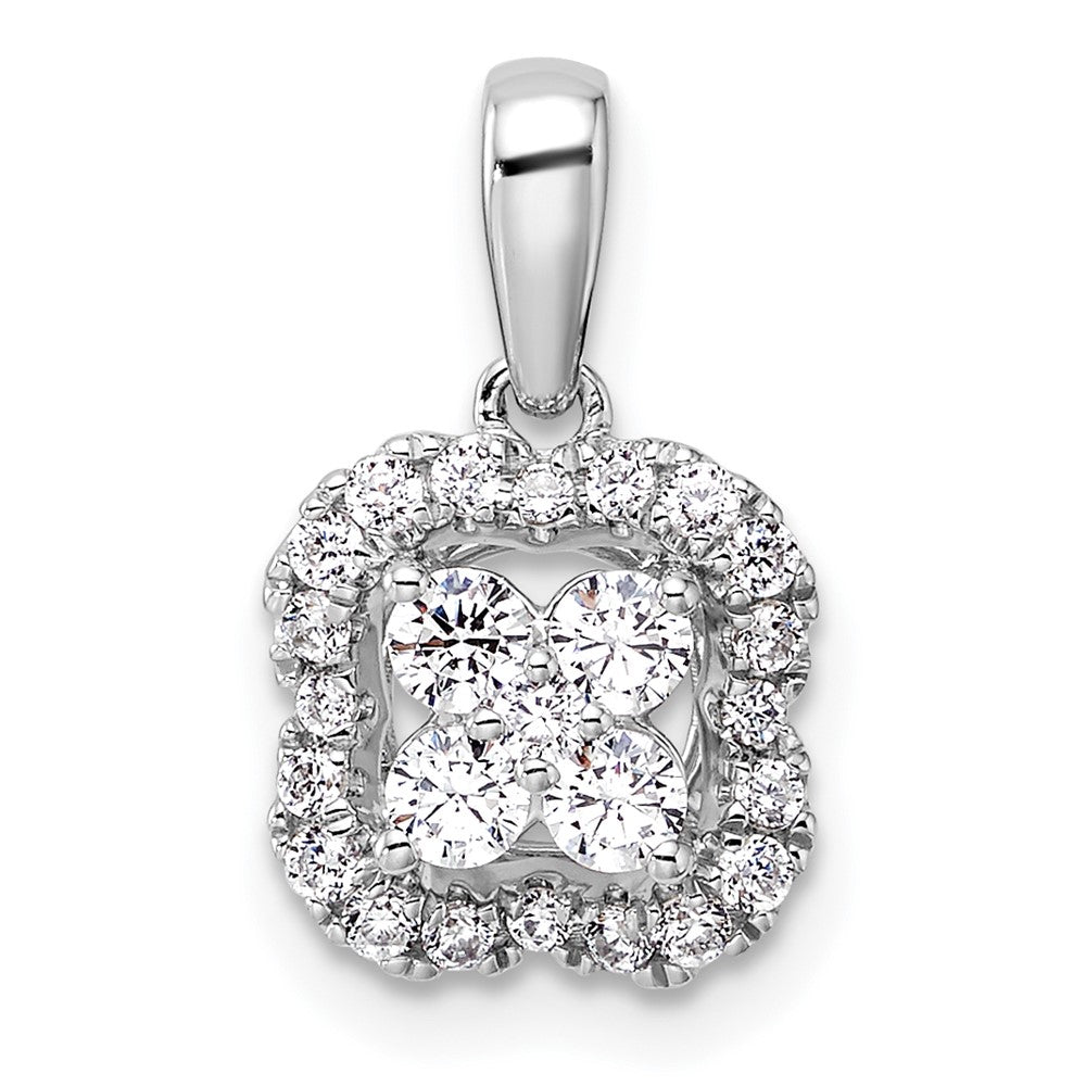 14k White Gold 3/8 Ct. Lab Grown Diamond VS/SI+ G+ Square Halo Pendant