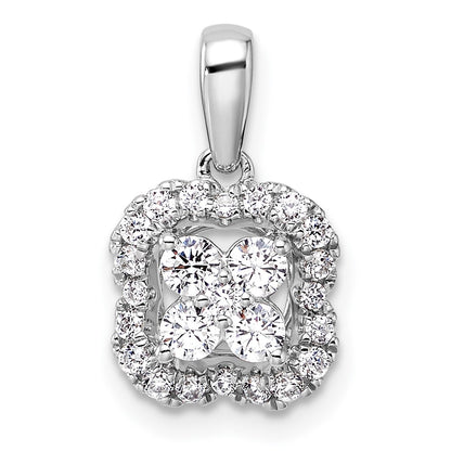 14k White Gold 3/8 Ct. Lab Grown Diamond VS/SI+ G+ Square Halo Pendant