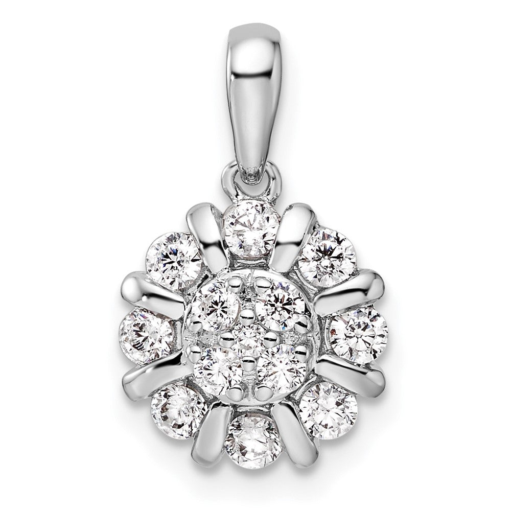 14k White Gold 1/2 Ct. Lab Grown Diamond VS/SI+ G+ Halo Pendant