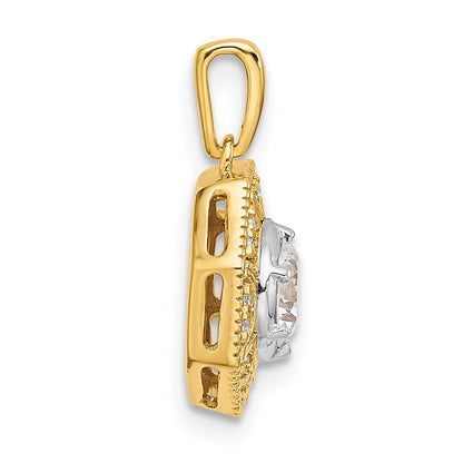14k Two-tone Two Tone 3/4 Ct. Lab Grown Diamond VS/SI+ G+ Octogon Halo Pendant