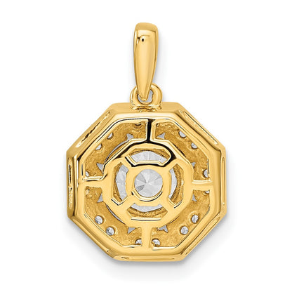 14k Two-tone Two Tone 3/4 Ct. Lab Grown Diamond VS/SI+ G+ Octogon Halo Pendant