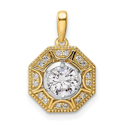 14k Two-tone Two Tone 3/4 Ct. Lab Grown Diamond VS/SI+ G+ Octogon Halo Pendant