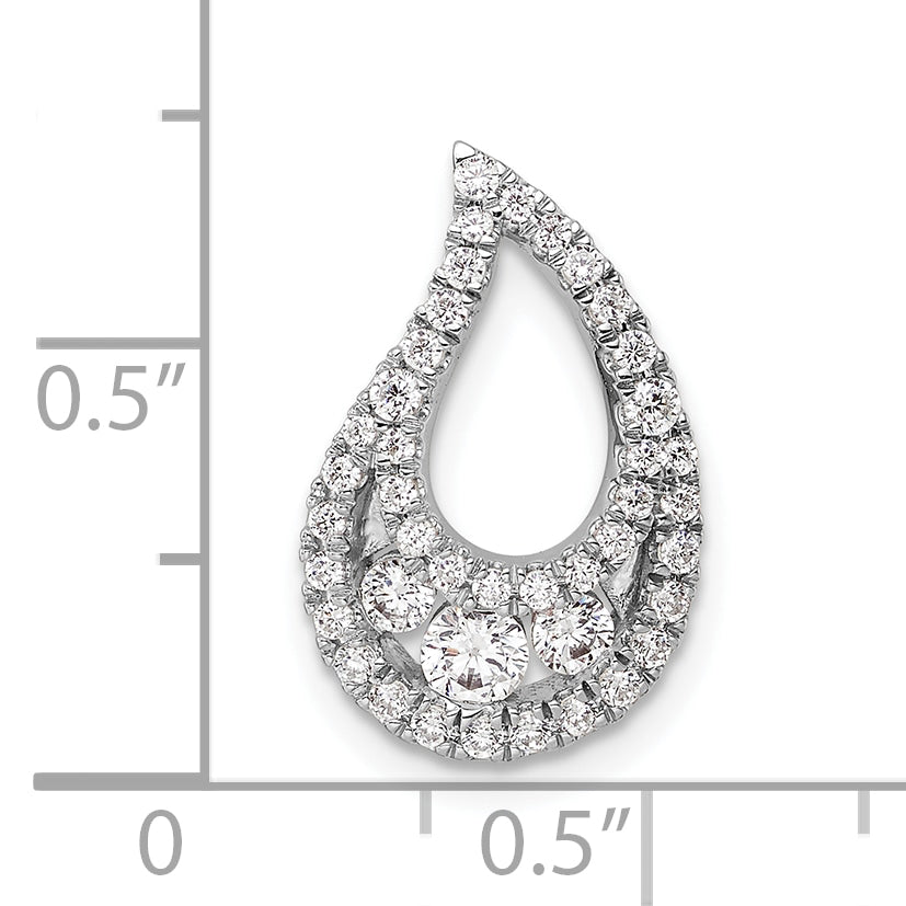 14k White Gold 1/2 Ct. Lab Grown Diamond VS/SI+ G+ Teardrop Cluster Chain Slide Pendant