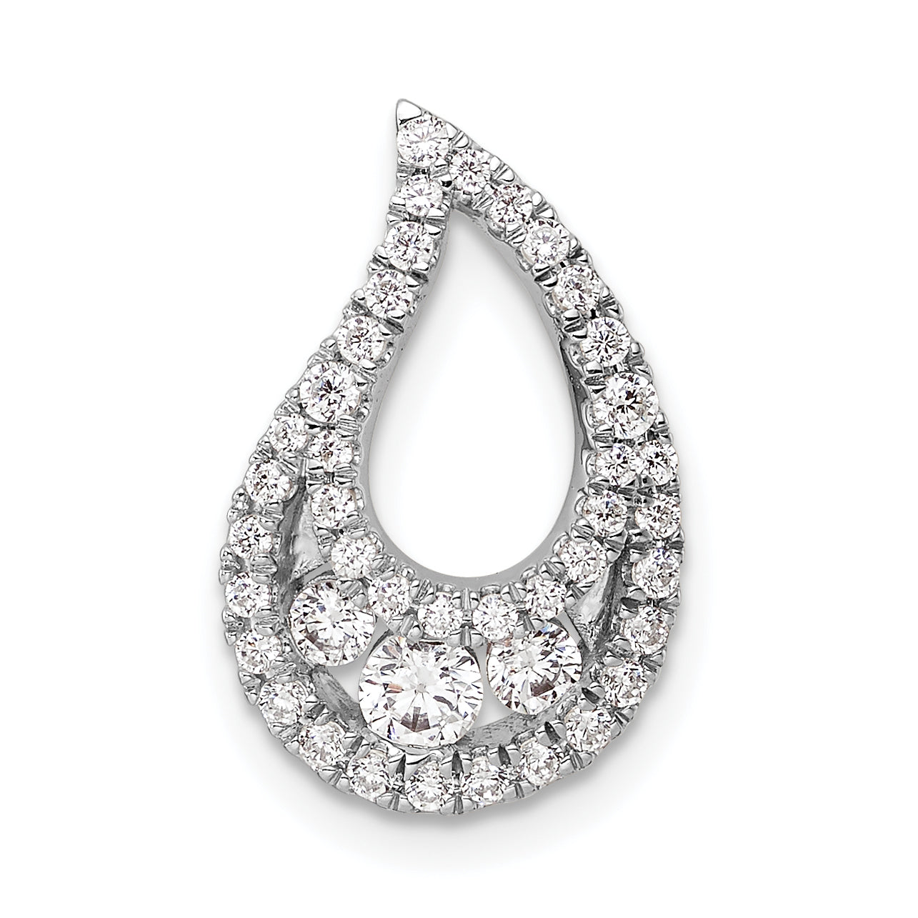 14k White Gold 1/2 Ct. Lab Grown Diamond VS/SI+ G+ Teardrop Cluster Chain Slide Pendant