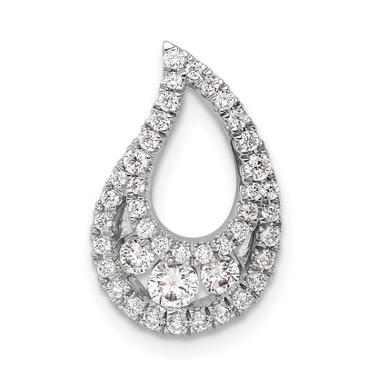 14k White Gold 1/2 Ct. Lab Grown Diamond VS/SI+ G+ Teardrop Cluster Chain Slide Pendant