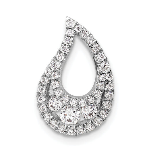 14k White Gold 1/2 Ct. Lab Grown Diamond VS/SI+ G+ Teardrop Cluster Chain Slide Pendant