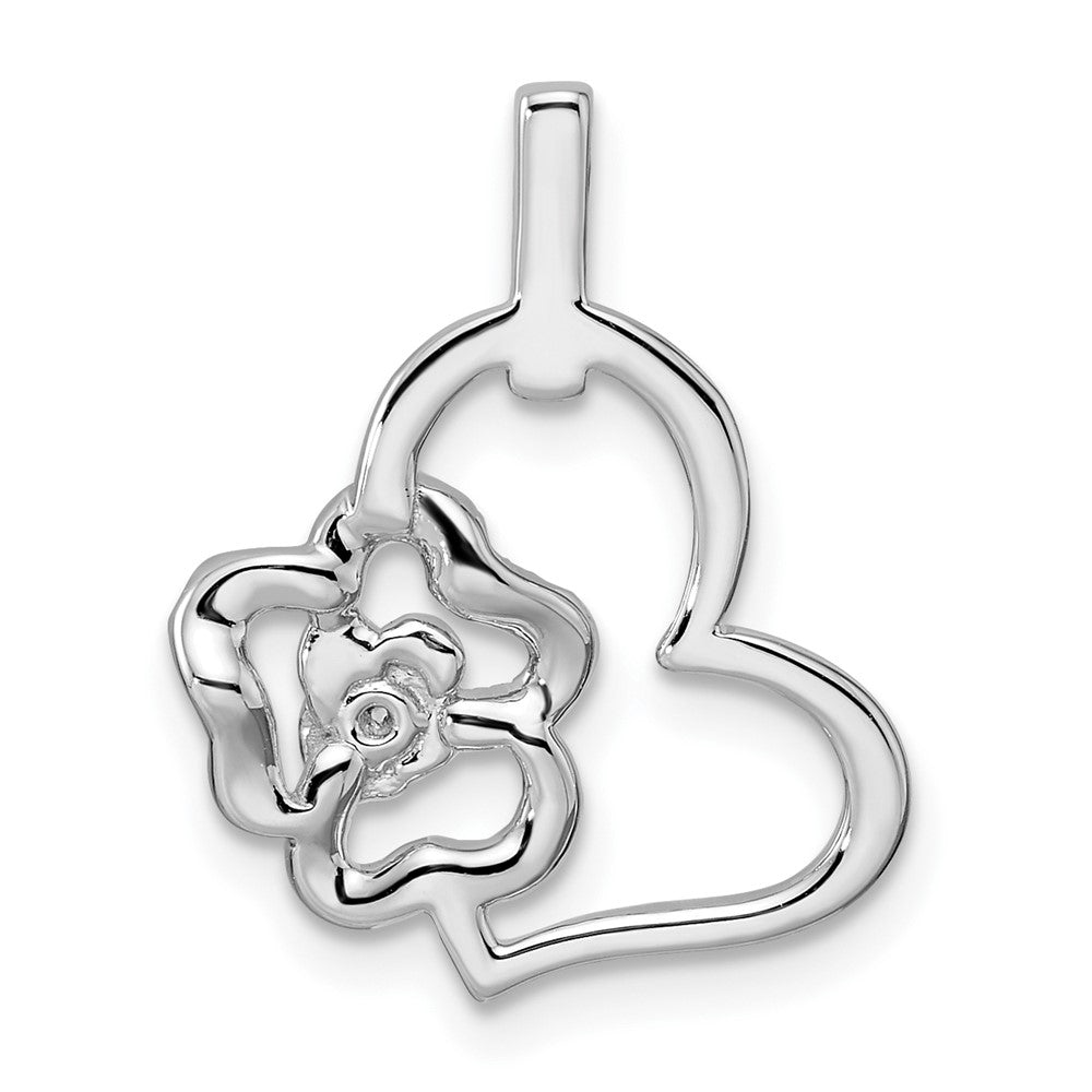 14k White Gold 1/5 Ct. Lab Grown Diamond VS/SI+ G+ Flower on Heart Pendant