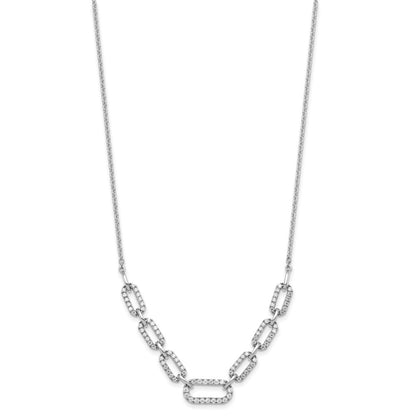 14K White Gold 1 Carat Lab Grown Diamond Vs/Si+ G+ 18 Inch Fashion Link Necklace