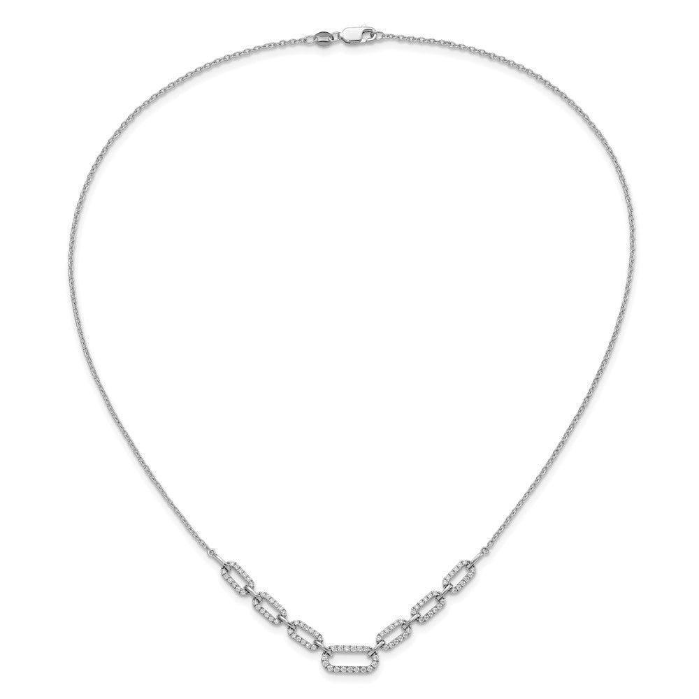 14K White Gold 1 Carat Lab Grown Diamond Vs/Si+ G+ 18 Inch Fashion Link Necklace