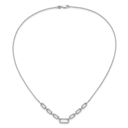 14K White Gold 1 Carat Lab Grown Diamond Vs/Si+ G+ 18 Inch Fashion Link Necklace