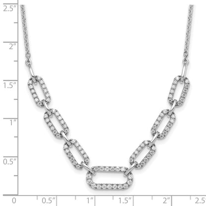 14K White Gold 1 Carat Lab Grown Diamond Vs/Si+ G+ 18 Inch Fashion Link Necklace